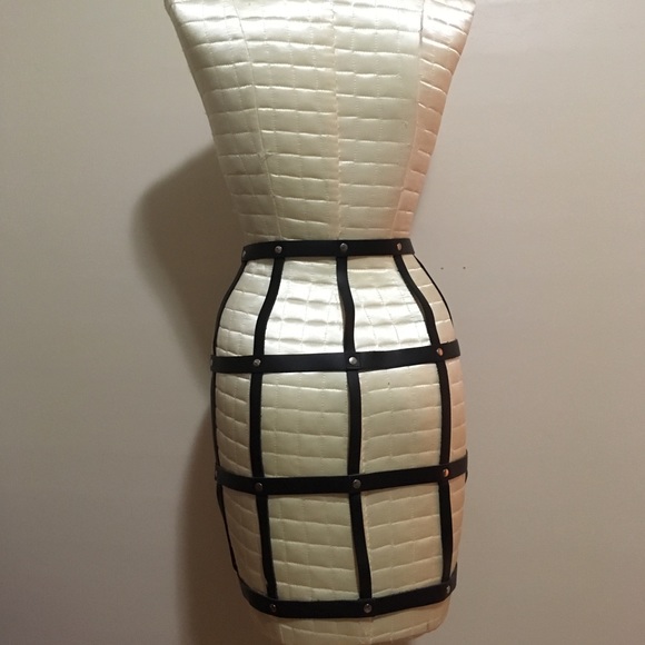 100% Leather harness bondage cage pencil skirt belt XS - Picture 5 of 9
